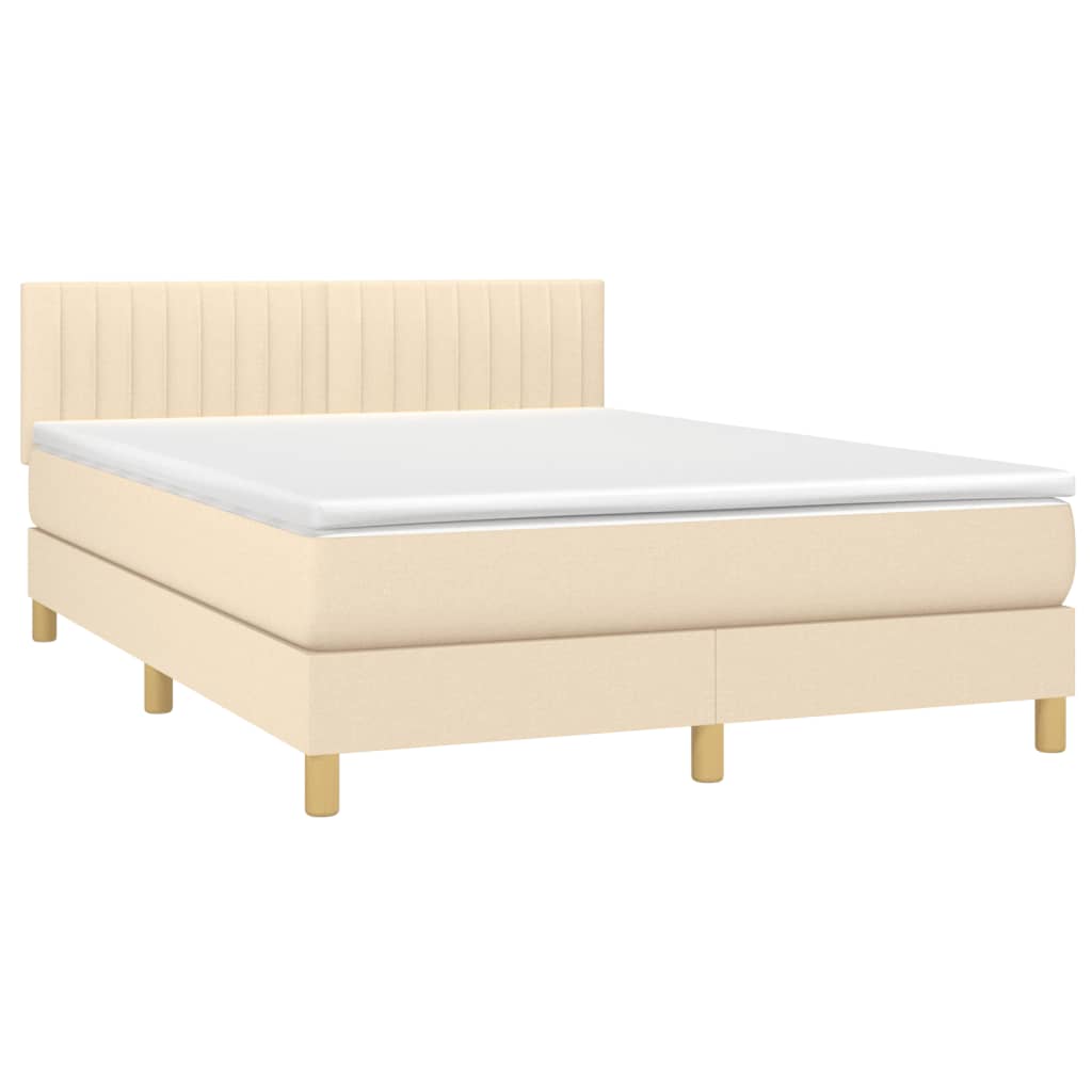 Krevet s oprugama i madracem krem 140x200 cm od tkanine