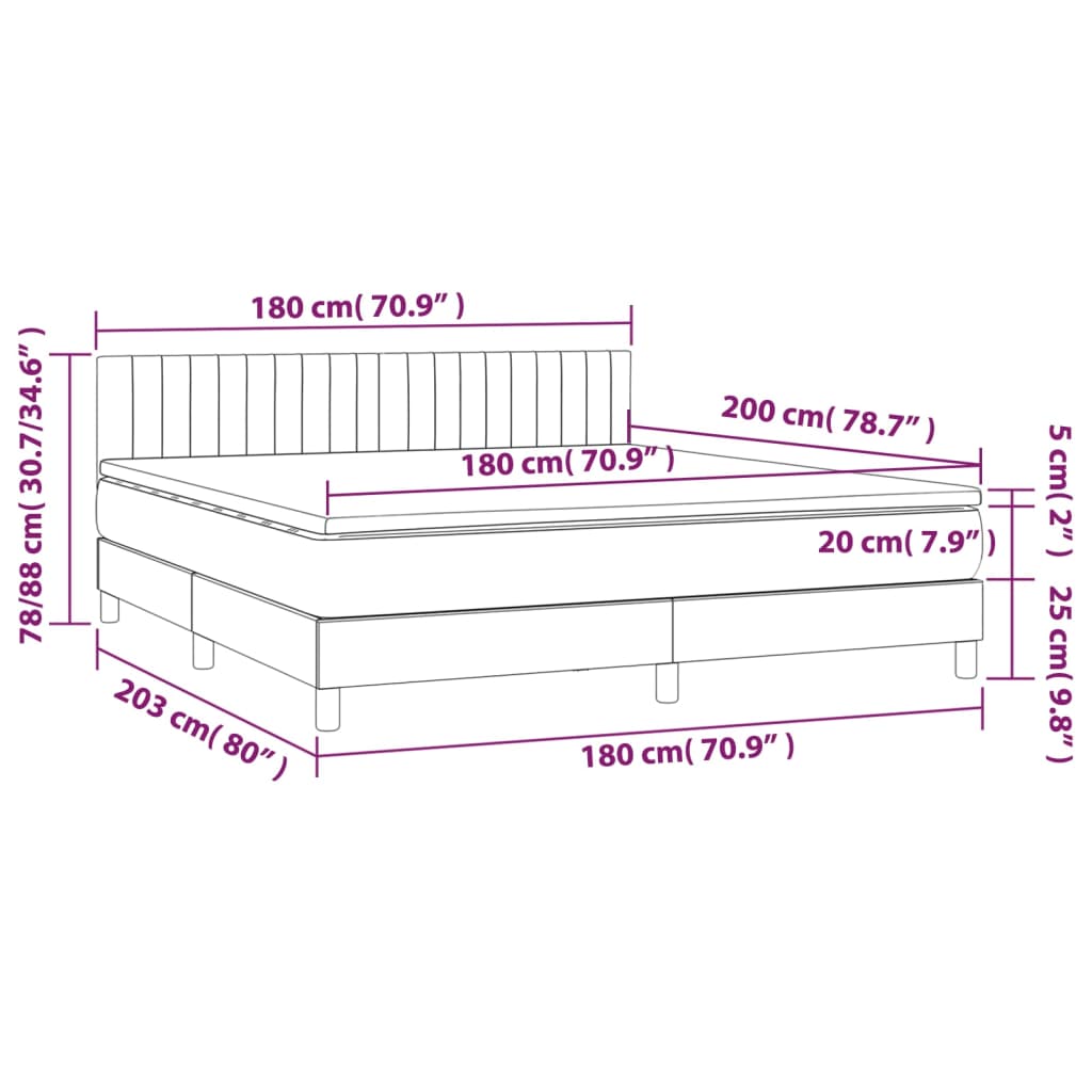 Krevet s oprugama i madracem svjetlosivi 180x200 cm od tkanine