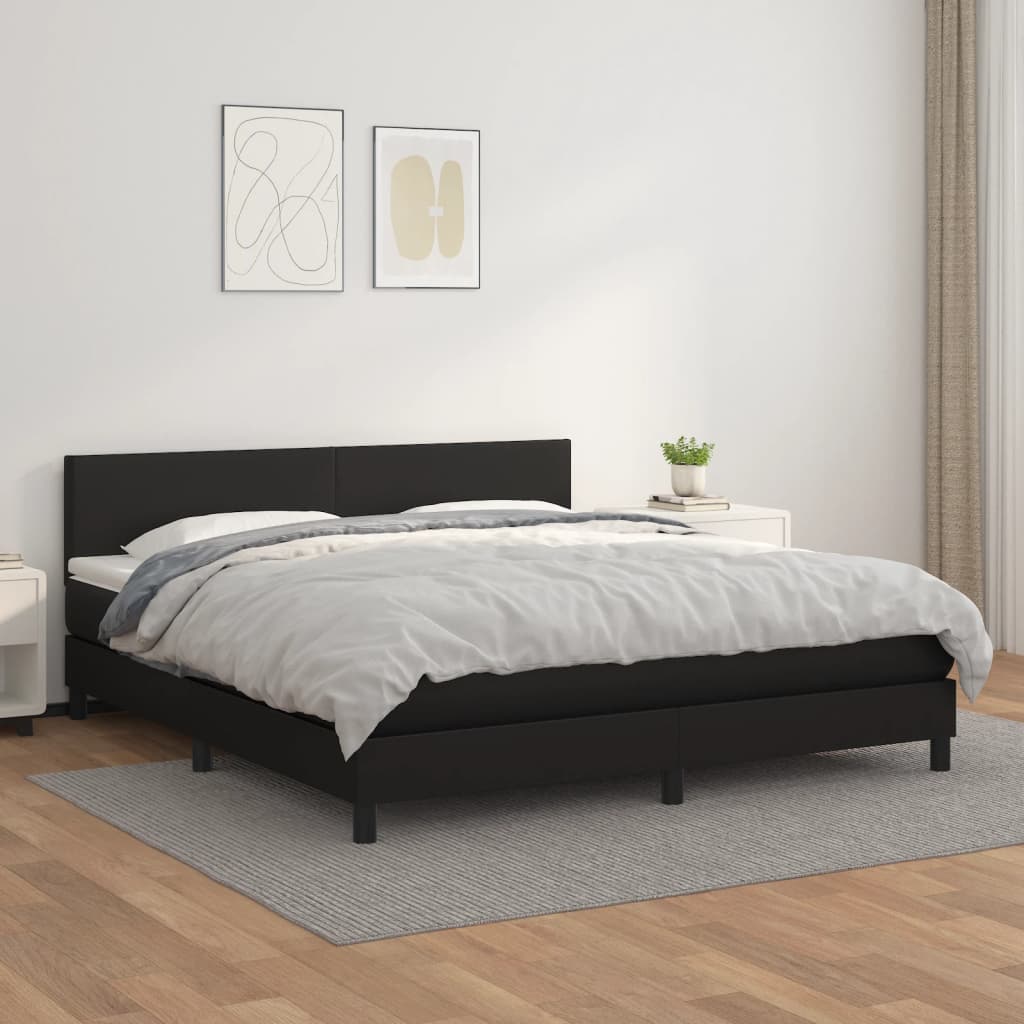 Krevet s oprugama i madracem crni 180 x 200 cm od umjetne kože