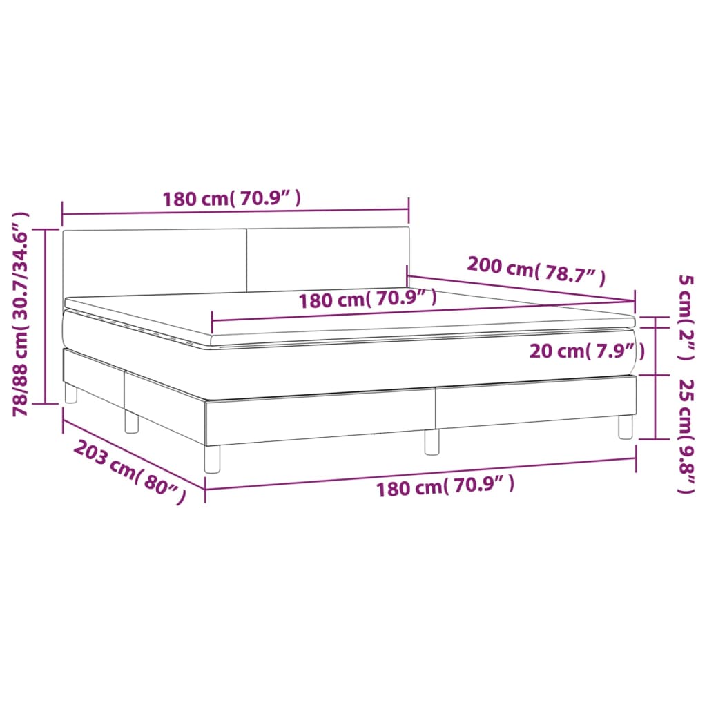 Krevet box spring s madracem cappuccino 180x200 cm umjetna koža