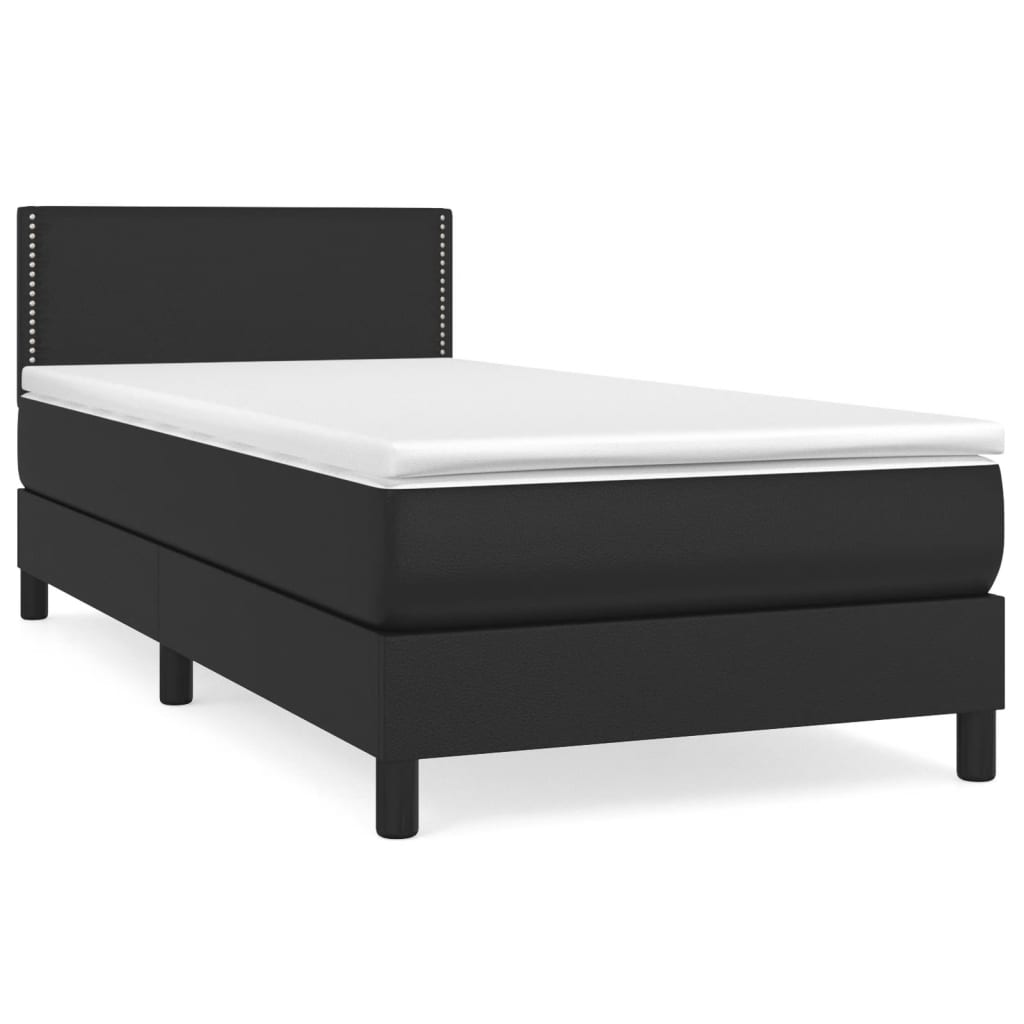 Krevet s oprugama i madracem crni 100x200 cm od umjetne kože