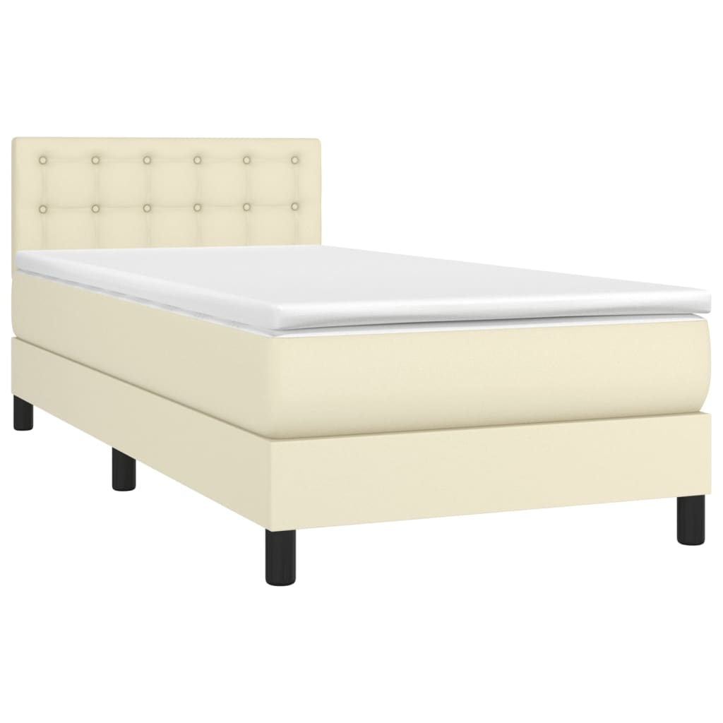 Krevet s oprugama i madracem krem 80 x 200 cm od umjetne kože