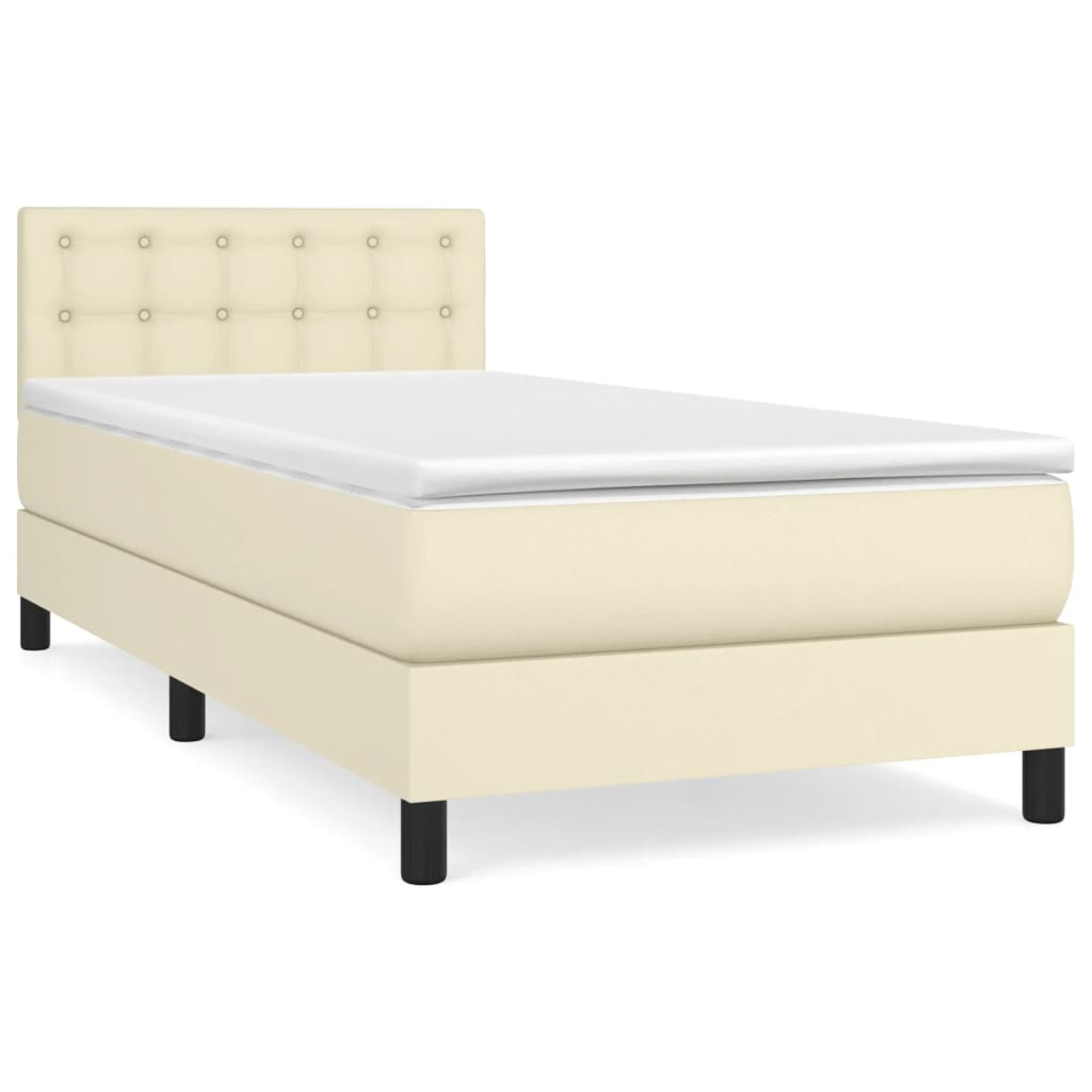 Krevet s oprugama i madracem krem 90 x 200 cm od umjetne kože