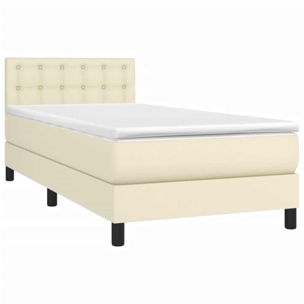 Krevet s oprugama i madracem krem 90 x 200 cm od umjetne kože