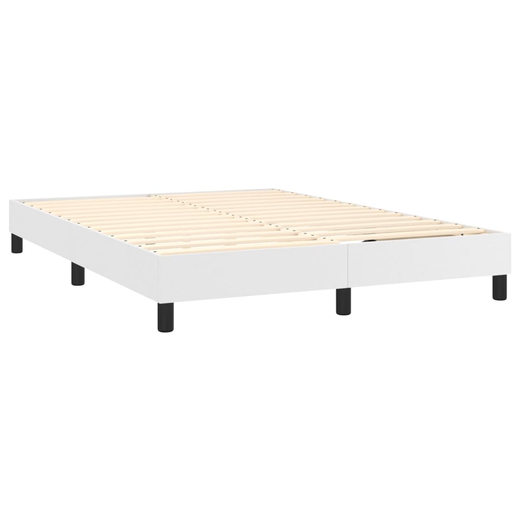 Krevet s oprugama i madracem bijeli 140x190 cm od umjetne kože