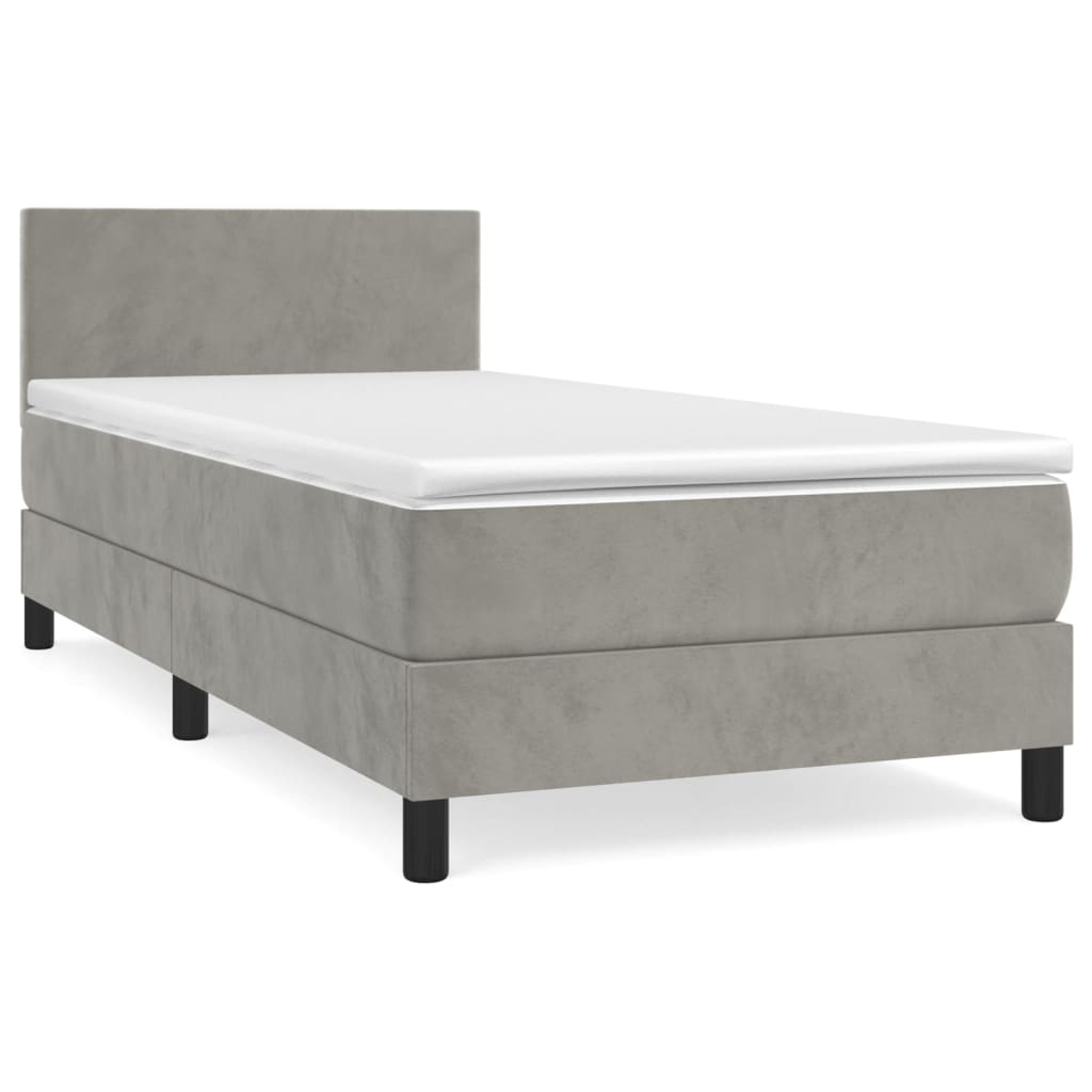 Box spring krevet s madracem svjetlosivi 80 x 200 cm baršunasti
