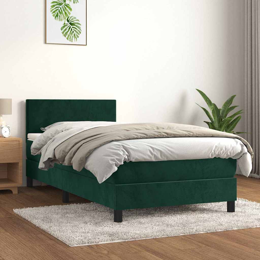 Box spring krevet s madracem tamnozeleni 80 x 200 cm baršunasti
