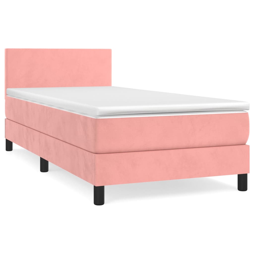 Box spring krevet s madracem ružičasti 80 x 200 cm baršunasti