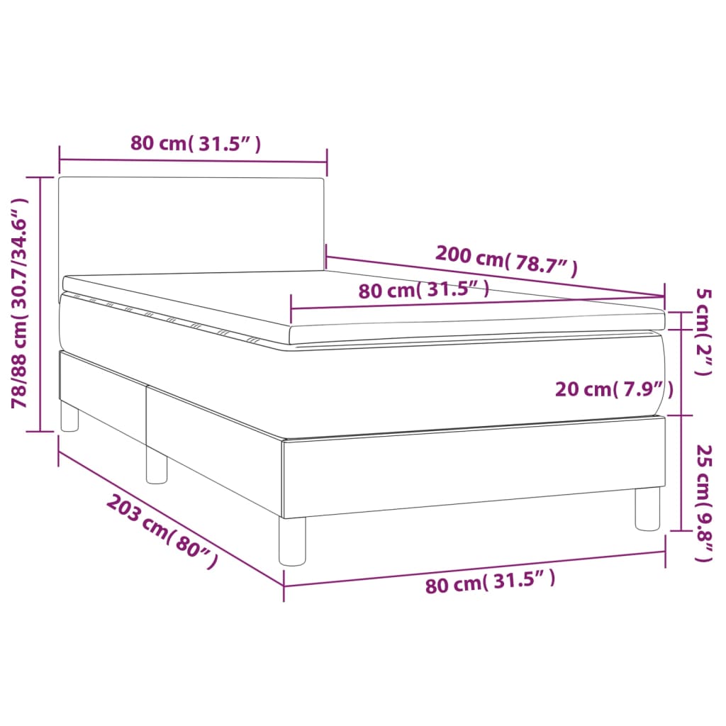 Box spring krevet s madracem ružičasti 80 x 200 cm baršunasti
