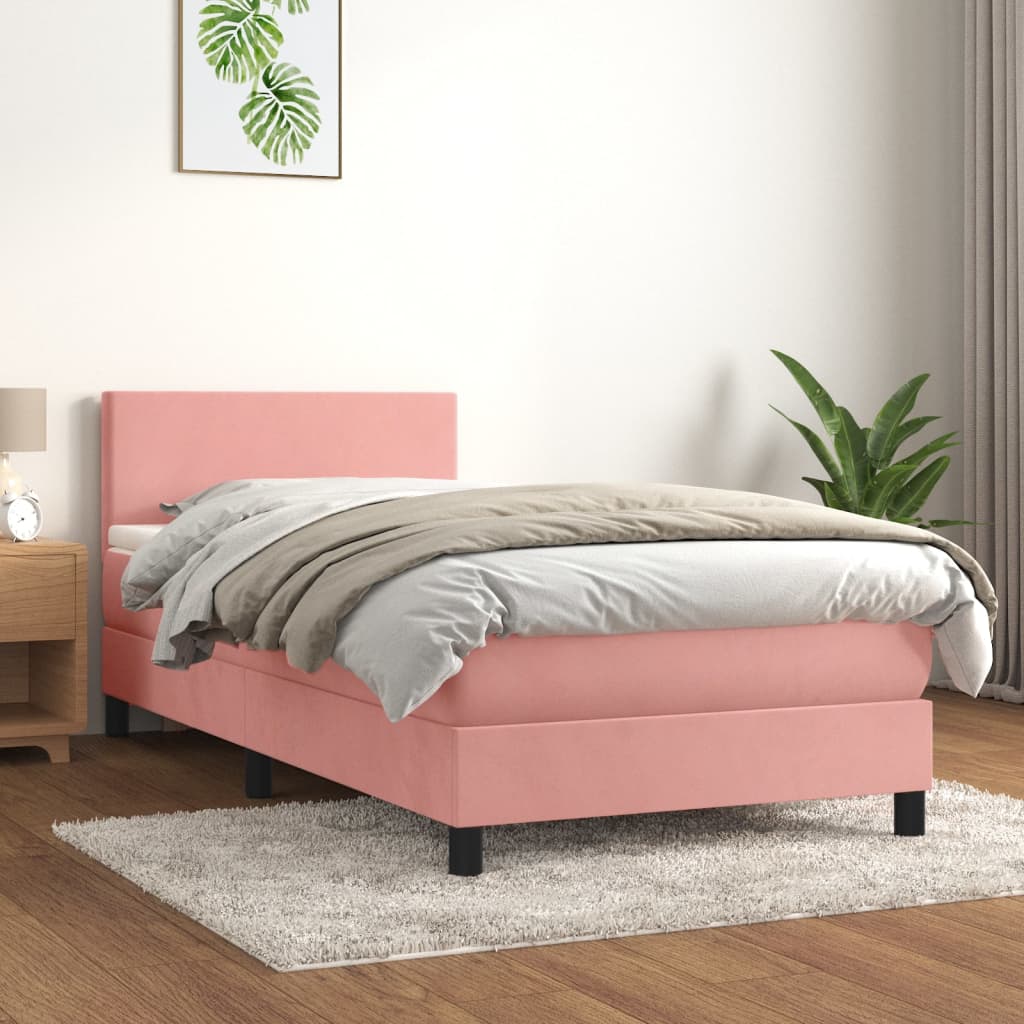Box spring krevet s madracem ružičasti 80 x 200 cm baršunasti