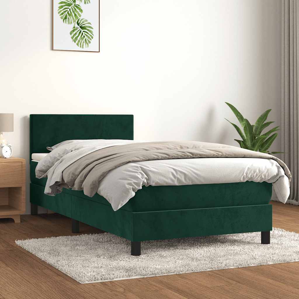 Box spring krevet s madracem tamnozeleni 100x200 cm baršunasti