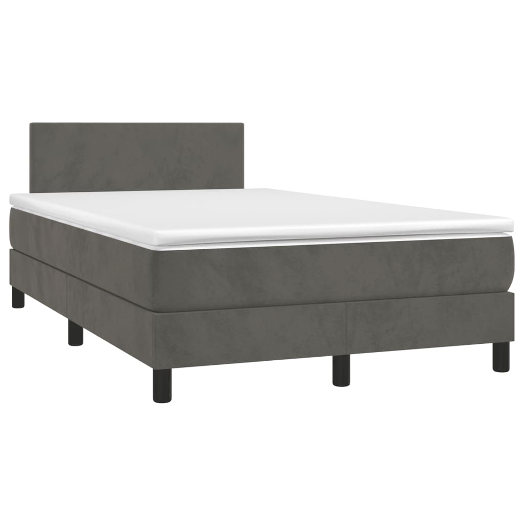 Box spring krevet s madracem tamnosivi 120 x 200 cm baršunasti