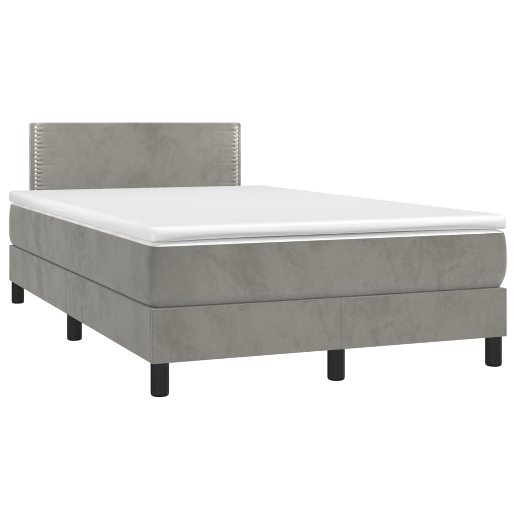 Box spring krevet s madracem svjetlosivi 120x200 cm baršunasti