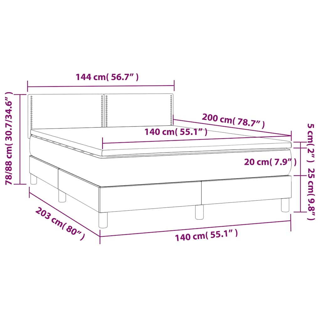 Krevet s oprugama i madracem crni 140x200 cm baršunasti