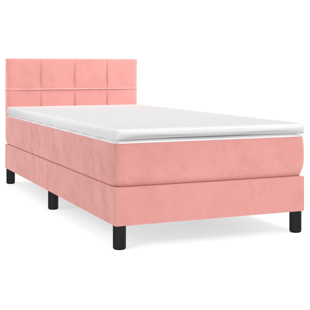 Box spring krevet s madracem ružičasti 90x200 cm baršunasti