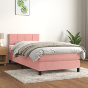Box spring krevet s madracem ružičasti 90x200 cm baršunasti
