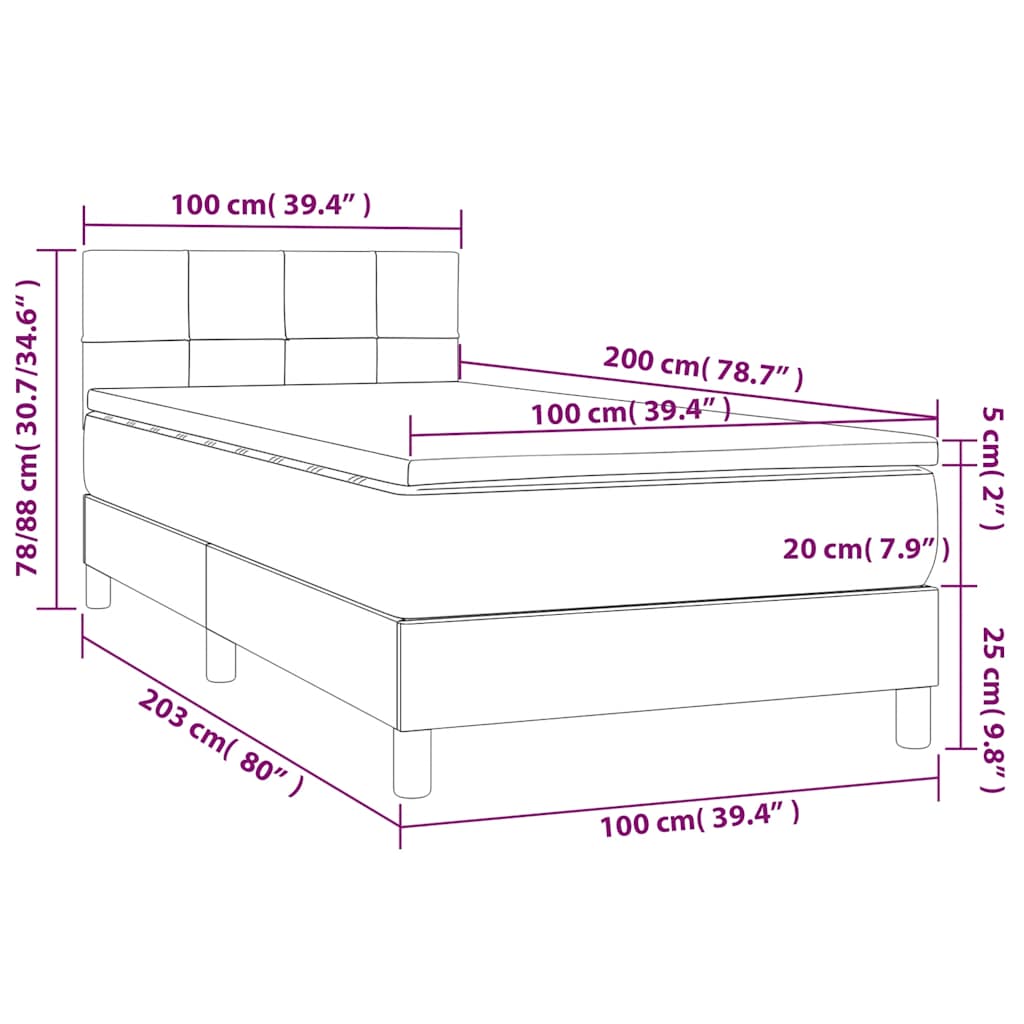 Box spring krevet s madracem crni 100x200 cm baršunasti