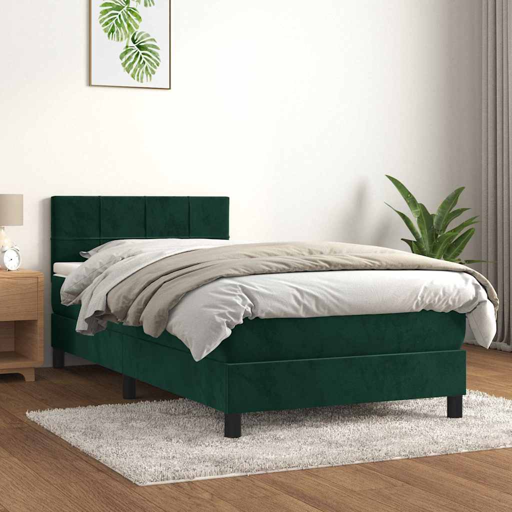 Box spring krevet s madracem tamnozeleni 100x200 cm baršunasti