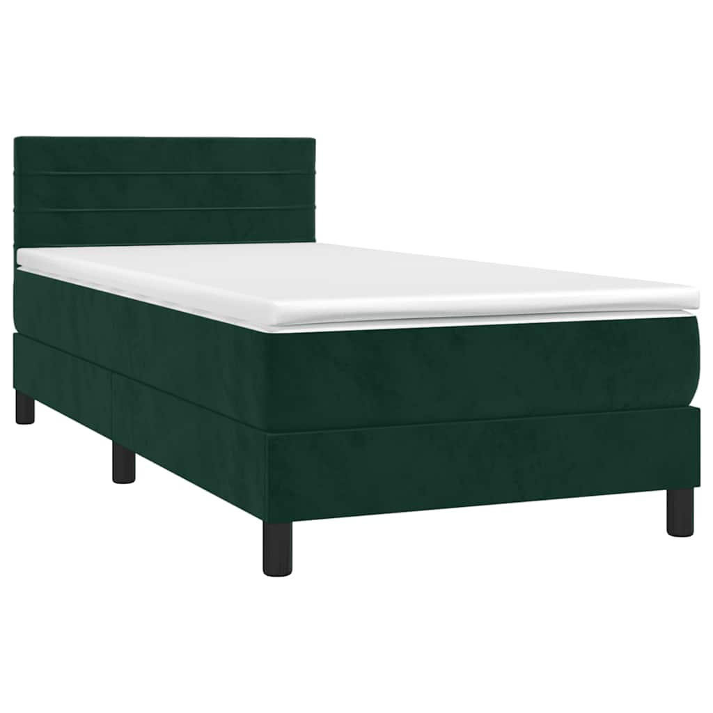 Box spring krevet s madracem tamnozeleni 80 x 200 cm baršunasti