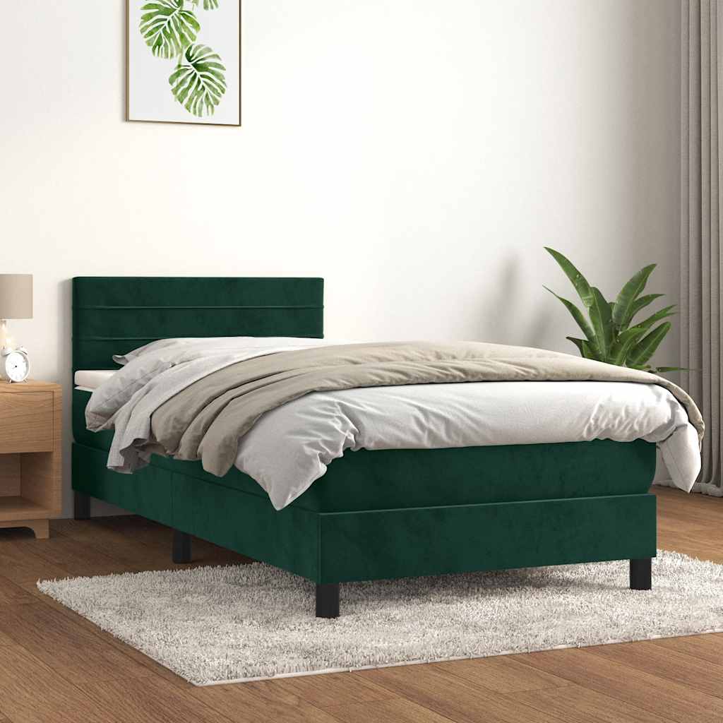 Box spring krevet s madracem tamnozeleni 80 x 200 cm baršunasti