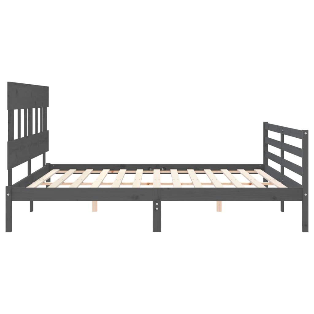 Okvir za krevet s uzglavljem sivi 200 x 200 cm od masivnog drva