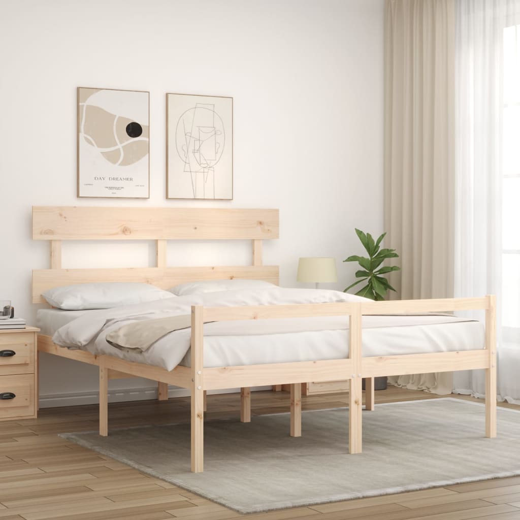 Krevet za starije s uzglavljem 160x200 cm od masivnog drva