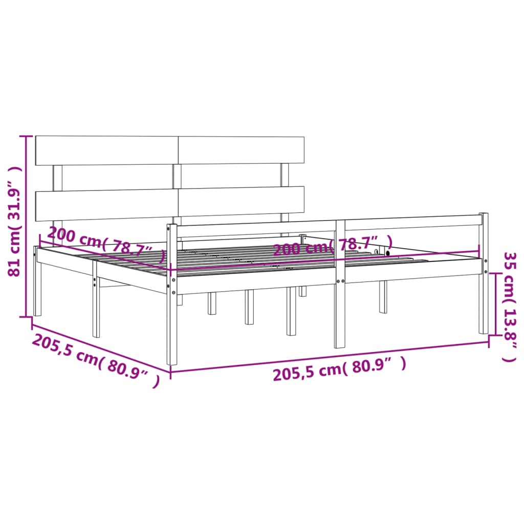 Krevet za starije s uzglavljem 200x200 cm od masivnog drva