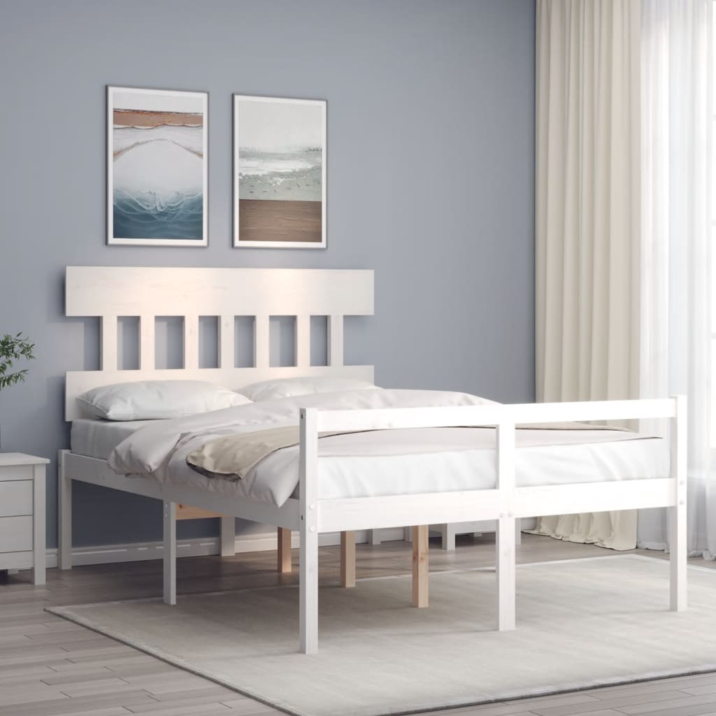 Krevet za starije s uzglavljem bijeli 140x190 cm masivnog drva