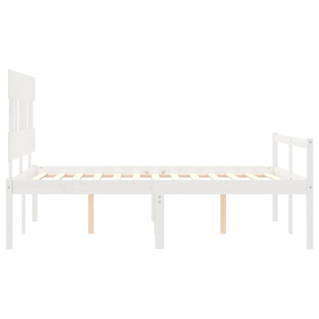 Krevet za starije s uzglavljem bijeli 140x200 cm masivnog drva