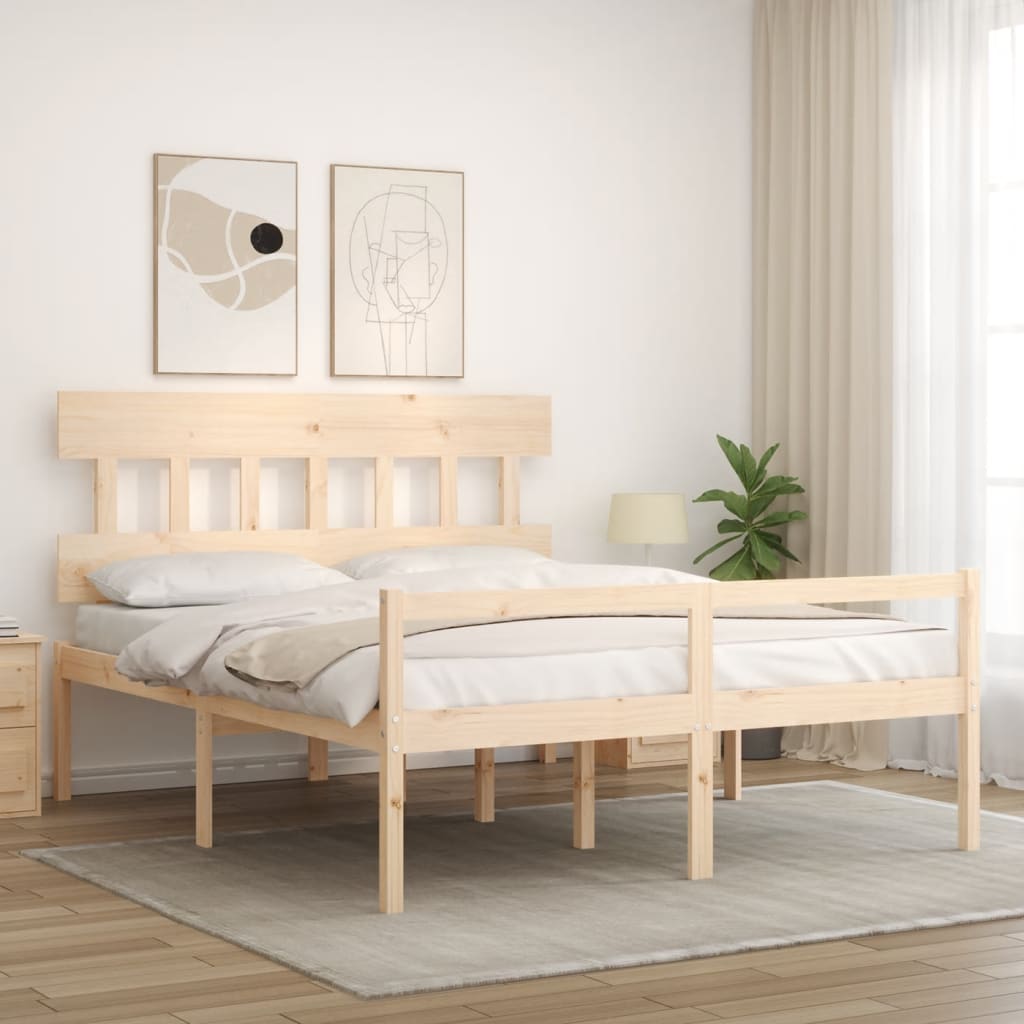 Krevet za starije s uzglavljem 160x200 cm od masivnog drva
