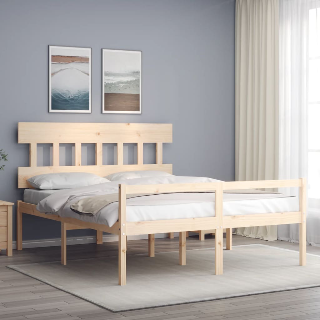 Krevet za starije s uzglavljem 160x200 cm od masivnog drva