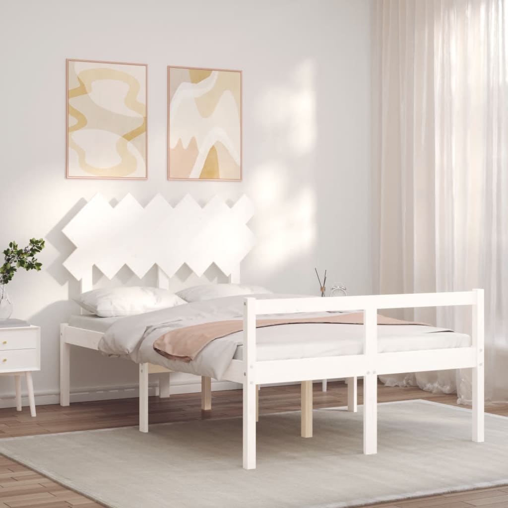 Krevet za starije s uzglavljem bijeli 120x200 cm masivnog drva