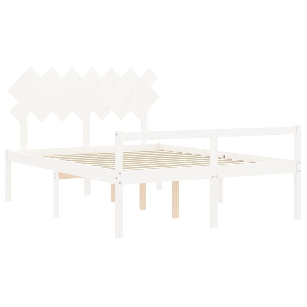 Krevet za starije s uzglavljem bijeli 140x200 cm masivnog drva