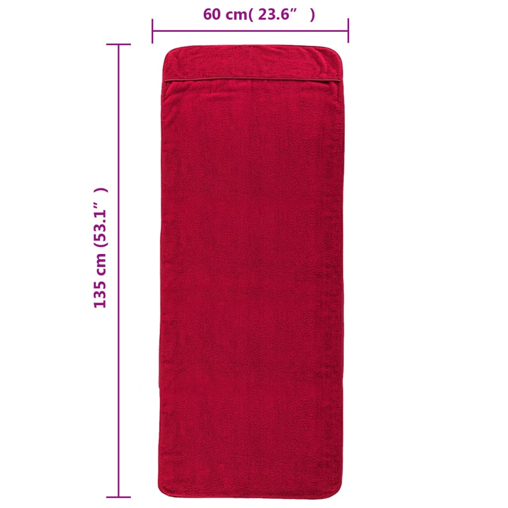 Ručnici za plažu 6 kom bordo 60 x 135 cm od tkanine 400 GSM
