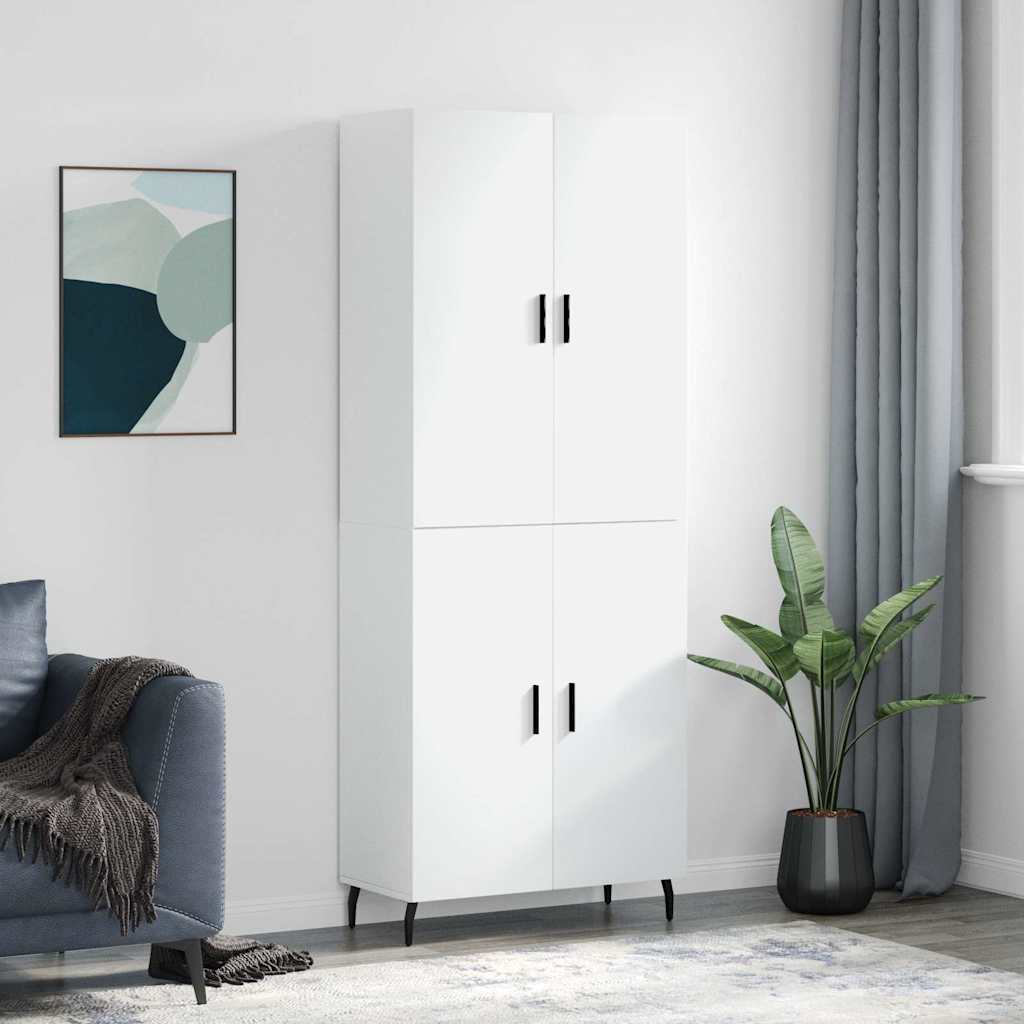 Visoka komoda bijela 69,5x34x180 cm konstruirano drvo