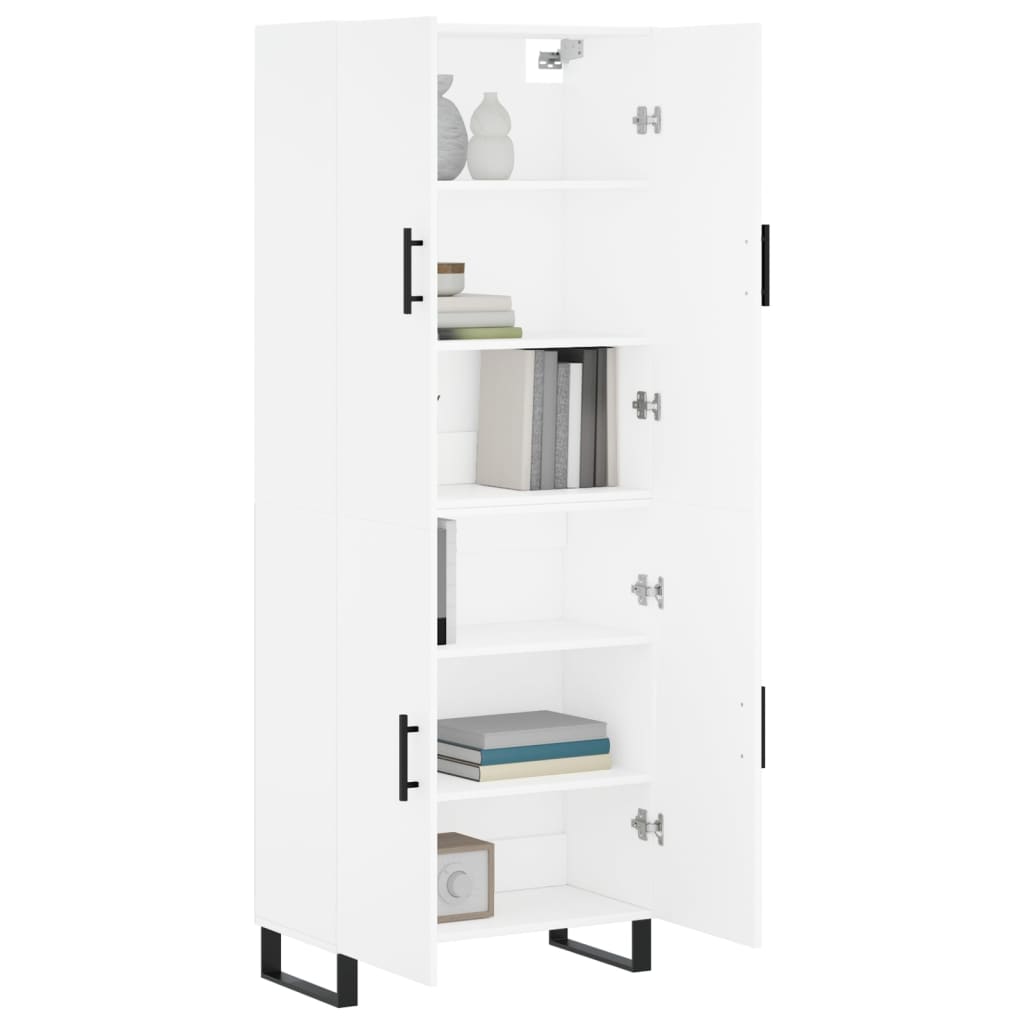 Visoka komoda bijela 69,5x34x180 cm konstruirano drvo