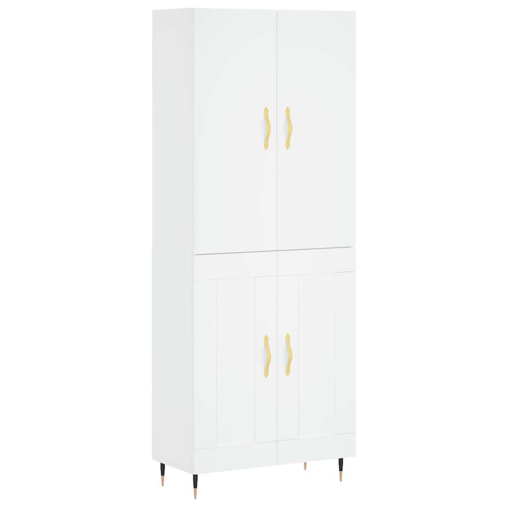 Visoka komoda bijela 69,5x34x180 cm konstruirano drvo