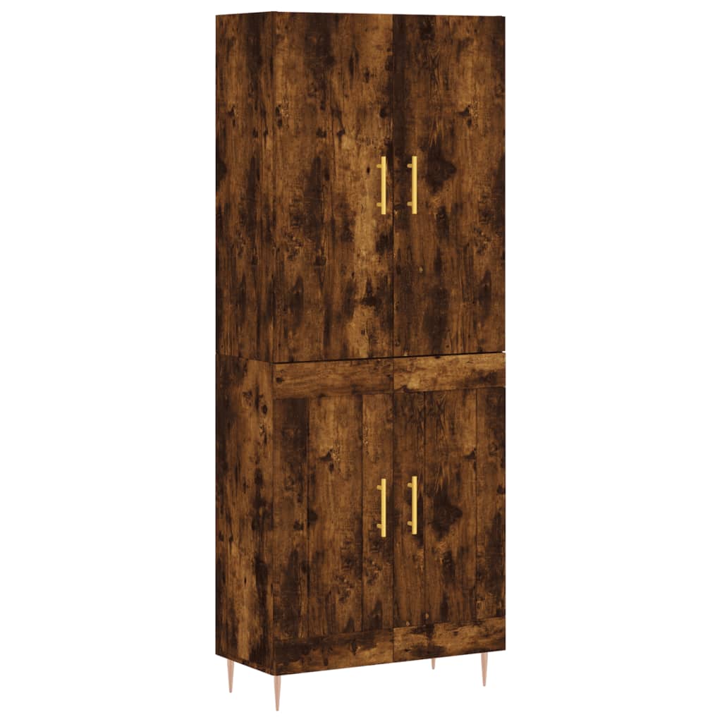 Visoka komoda dimljeni hrast 69,5x34x180 cm konstruiranog drva