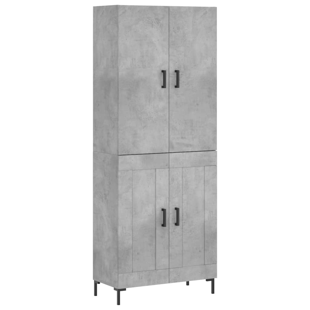 Visoka komoda siva betona 69,5x34x180 cm od konstruiranog drva