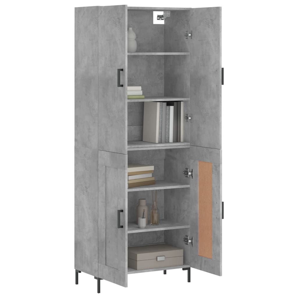 Visoka komoda siva betona 69,5x34x180 cm od konstruiranog drva
