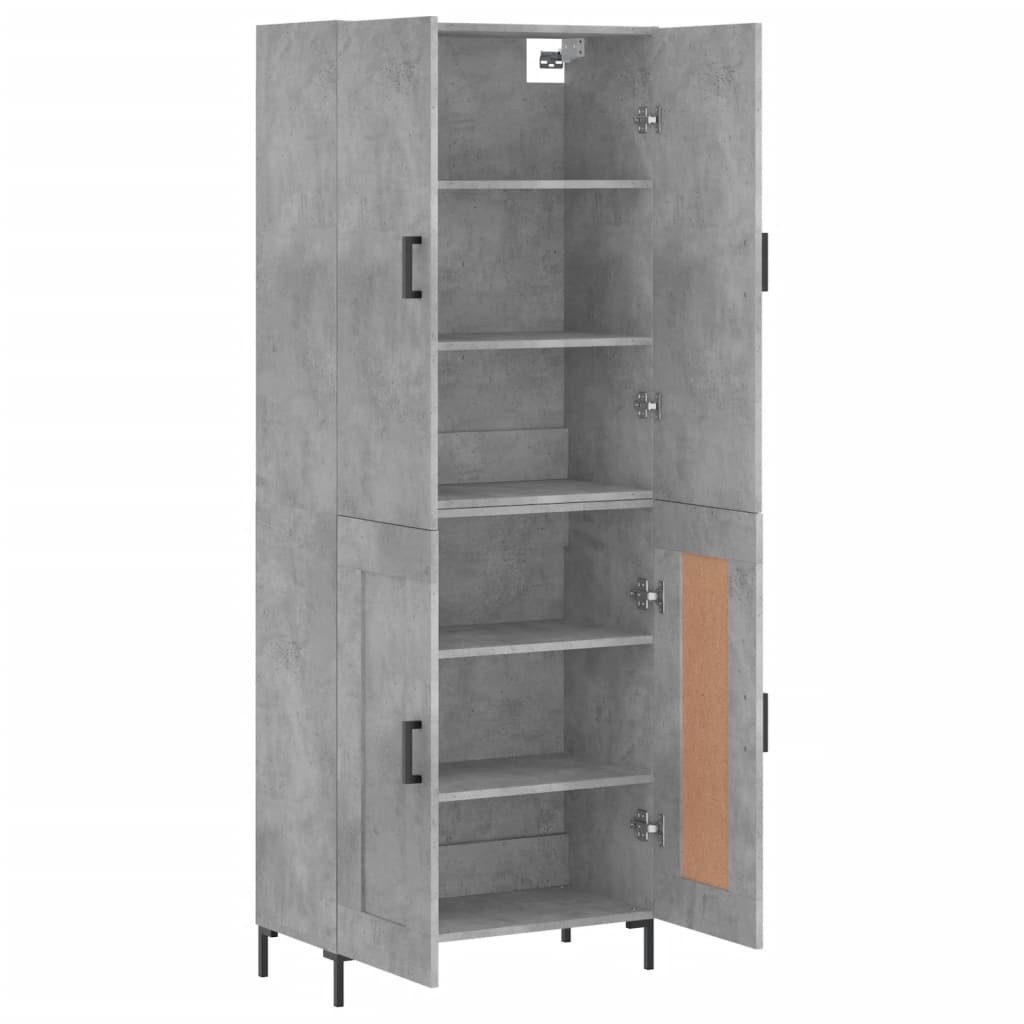 Visoka komoda siva betona 69,5x34x180 cm od konstruiranog drva