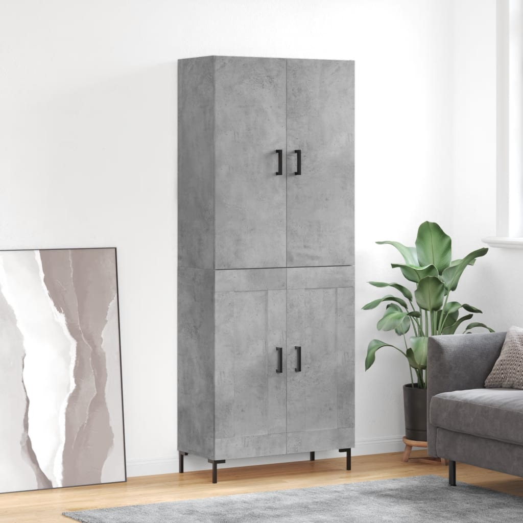 Visoka komoda siva betona 69,5x34x180 cm od konstruiranog drva