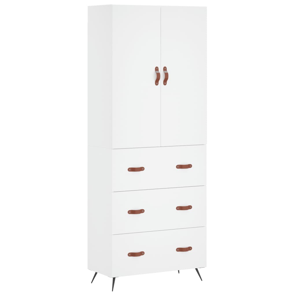Visoka komoda bijela 69,5x34x180 cm konstruirano drvo