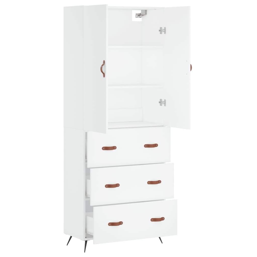 Visoka komoda bijela 69,5x34x180 cm konstruirano drvo