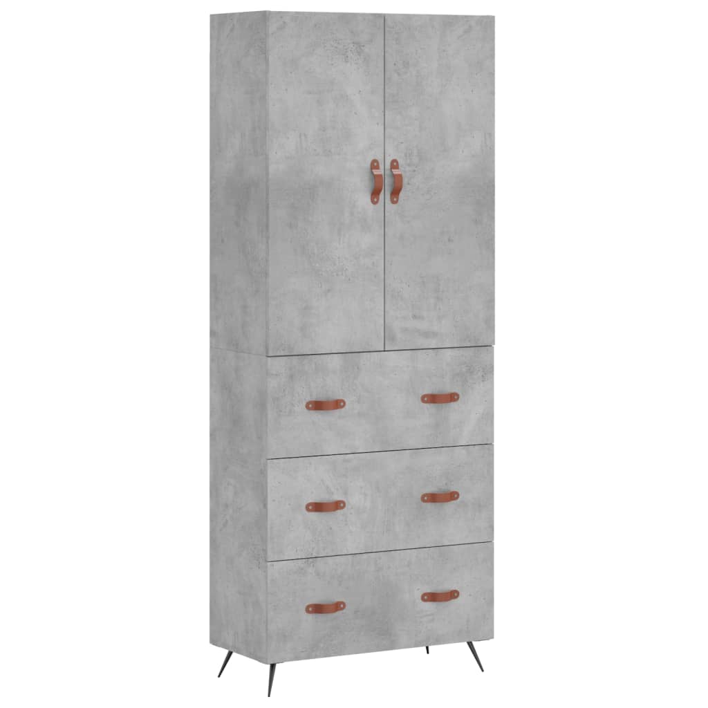 Visoka komoda siva betona 69,5x34x180 cm od konstruiranog drva