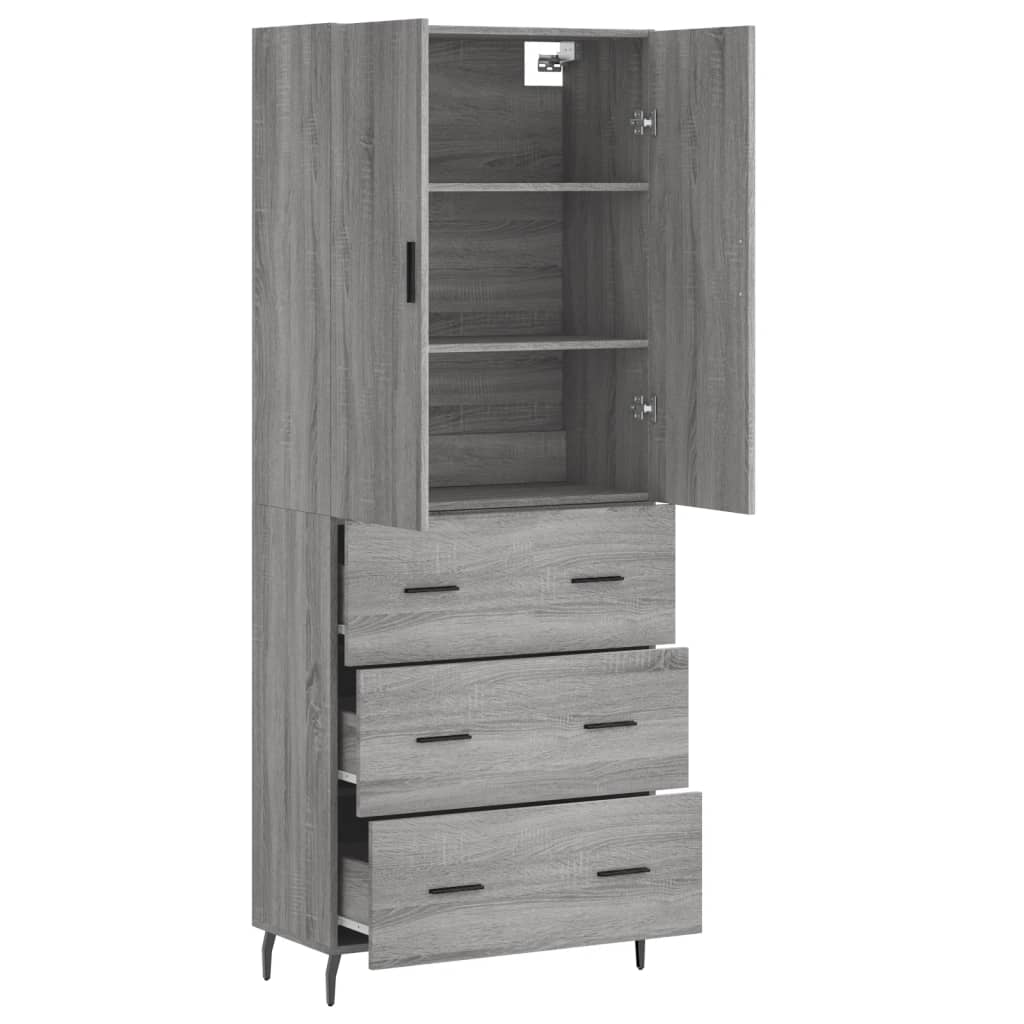 Visoka komoda siva sonome 69,5x34x180 cm od konstruiranog drva