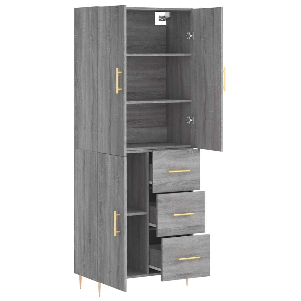 Visoka komoda siva sonome 69,5x34x180 cm od konstruiranog drva