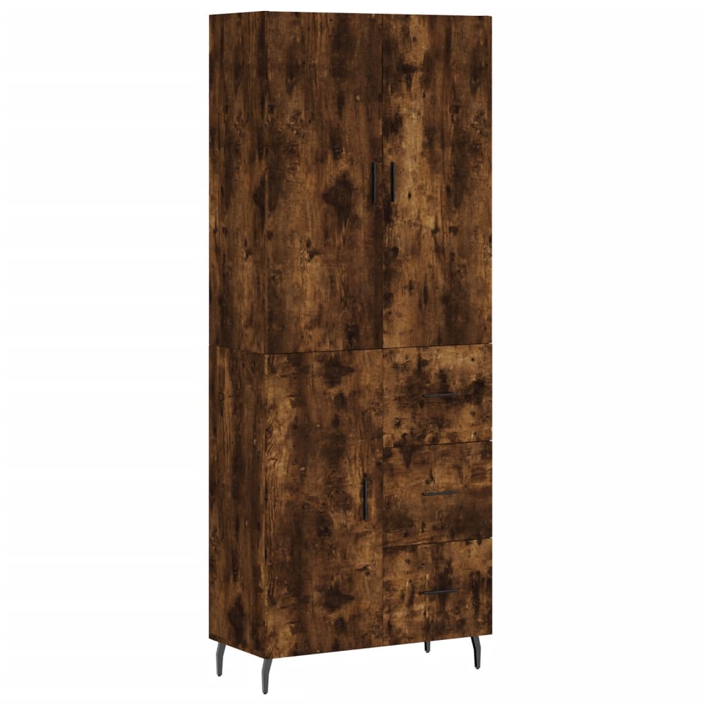Visoka komoda dimljeni hrast 69,5x34x180 cm konstruiranog drva