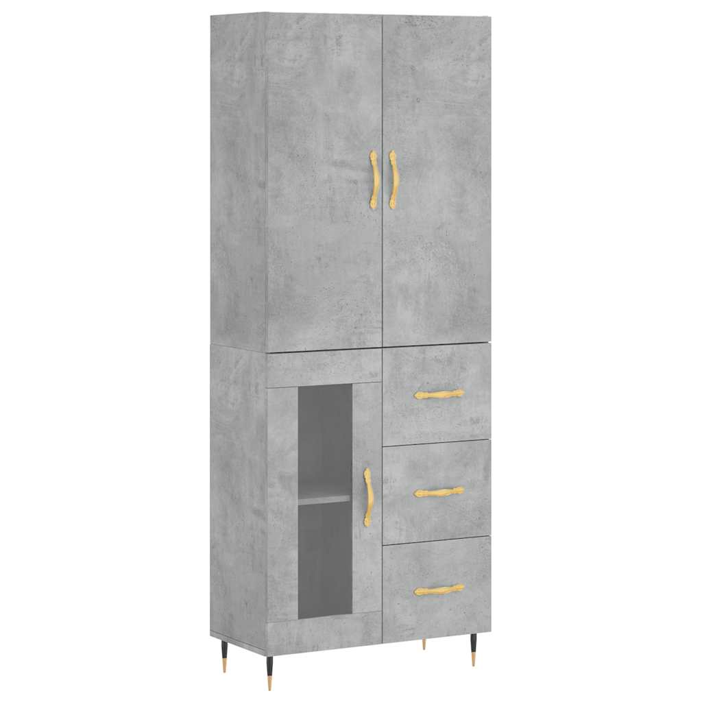 Visoka komoda siva betona 69,5x34x180 cm od konstruiranog drva