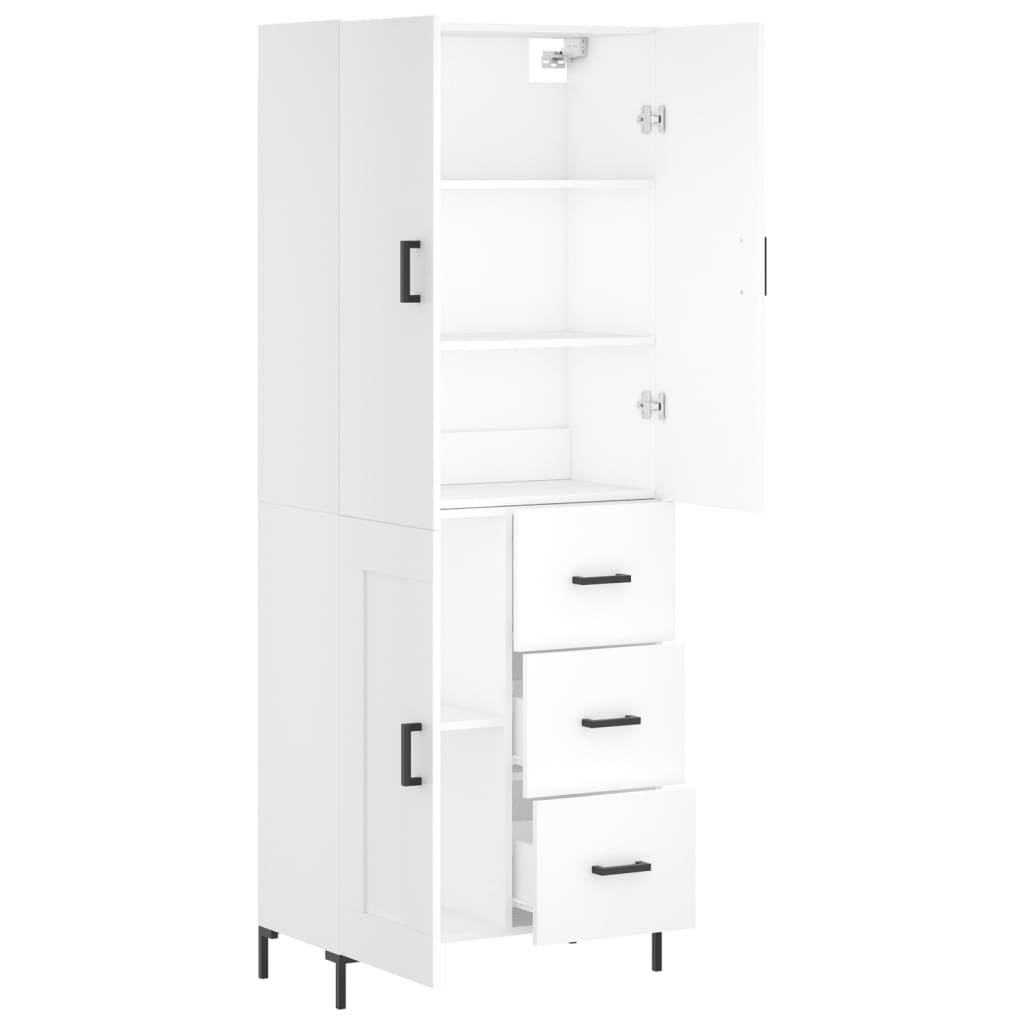 Visoka komoda bijela 69,5x34x180 cm konstruirano drvo